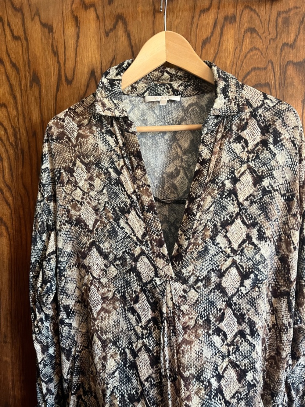 WAYF Snake Print Blouse in Brown and Black